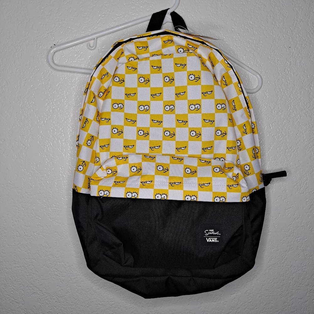 Vans Yellow & White Checkerboard Backpack with Black Base Lisa Simpson Limited